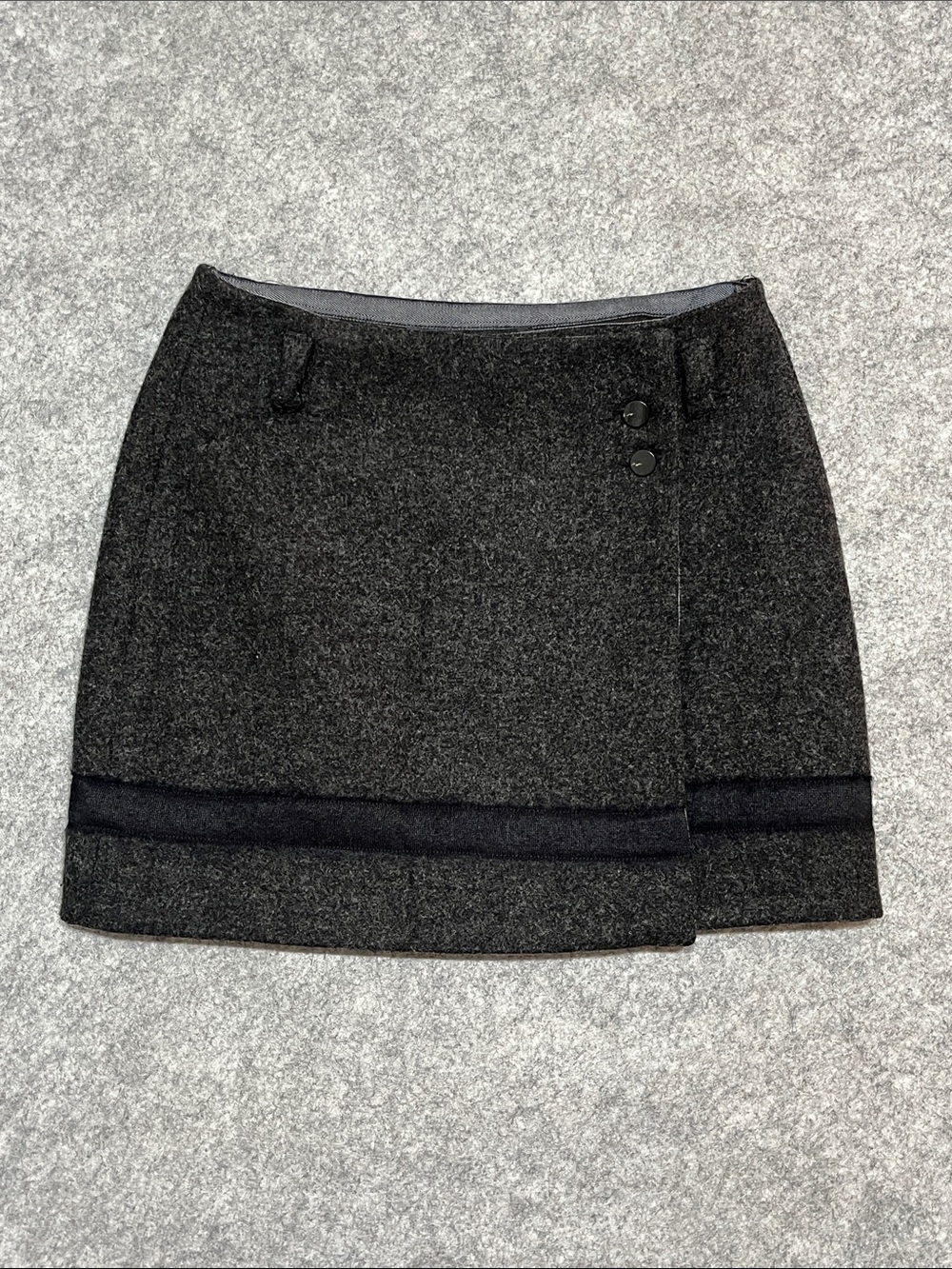 Proenza Schouler Dark Charcoal Mini Skirt with Button Detail